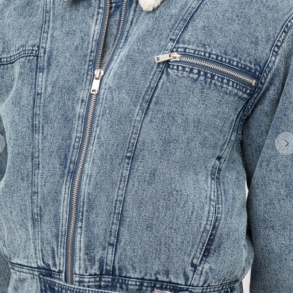 WARM FUZZY FEELING Women's Shearling collar denim Winter jean jacket - Picture 5 of 10
